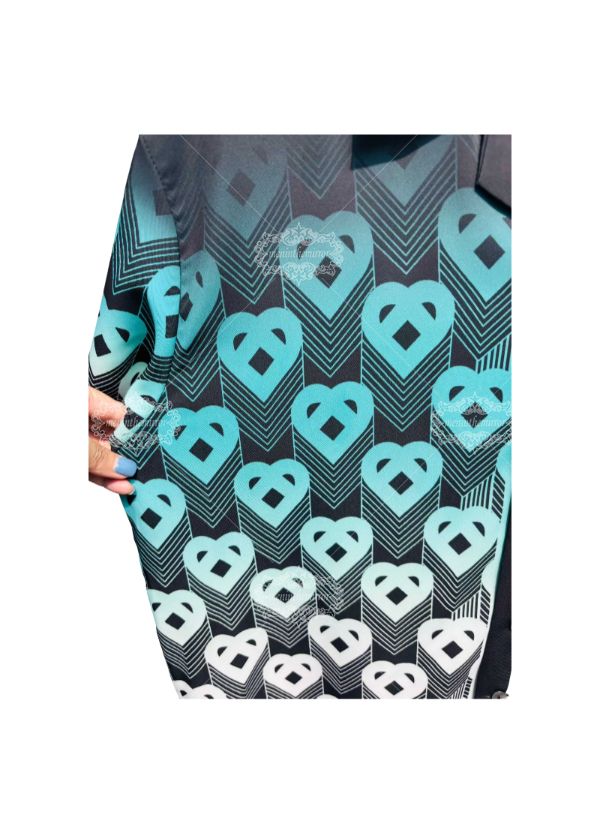 هندسية القلب التدرج طباعة قميص / أكوا لوكس الشارع الشهير قصيرة