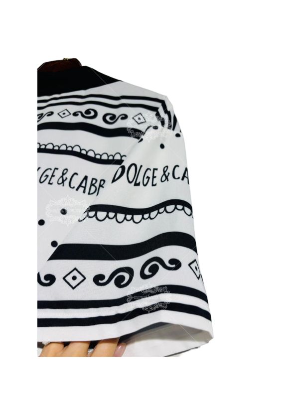 أحادية اللون البولكا نقطة الحدود قصيرة الأكمام قميص / الرجعية الحرير وشاح لوكس