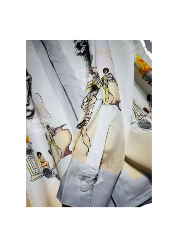 الفخمة ميدوسا الباروك طباعة قميص / الظلام لوكس قصيرة