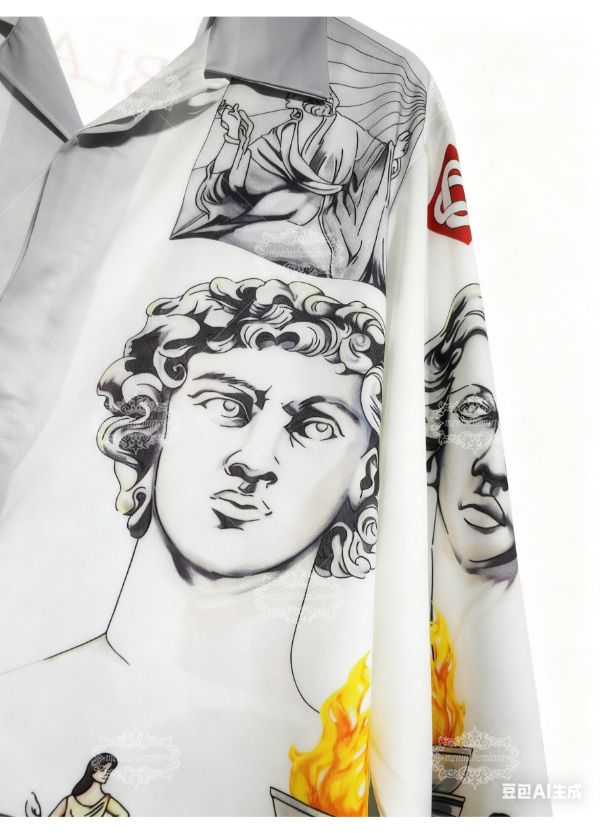 الفخمة ميدوسا الباروك طباعة قميص / الظلام لوكس قصيرة