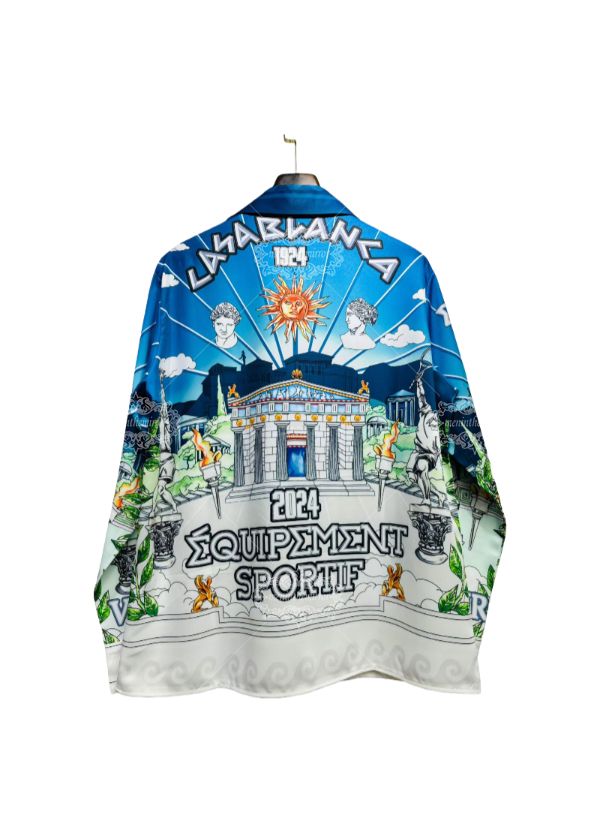 شاحب الأزرق الباروك النحت طباعة قميص / ضوء لوكس منتجع قصيرة