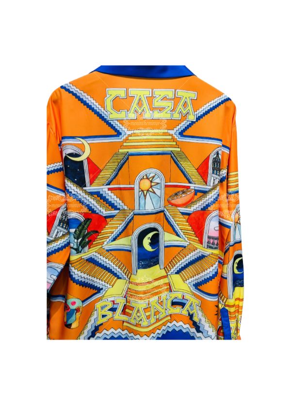 عميق البحرية الذهب طباعة هندسية قميص / الظلام لوكس نمط النص قصيرة