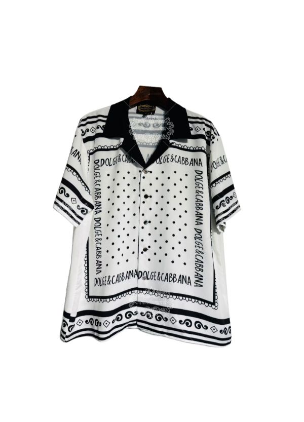 أحادية اللون البولكا نقطة الحدود قصيرة الأكمام قميص / الرجعية الحرير وشاح لوكس