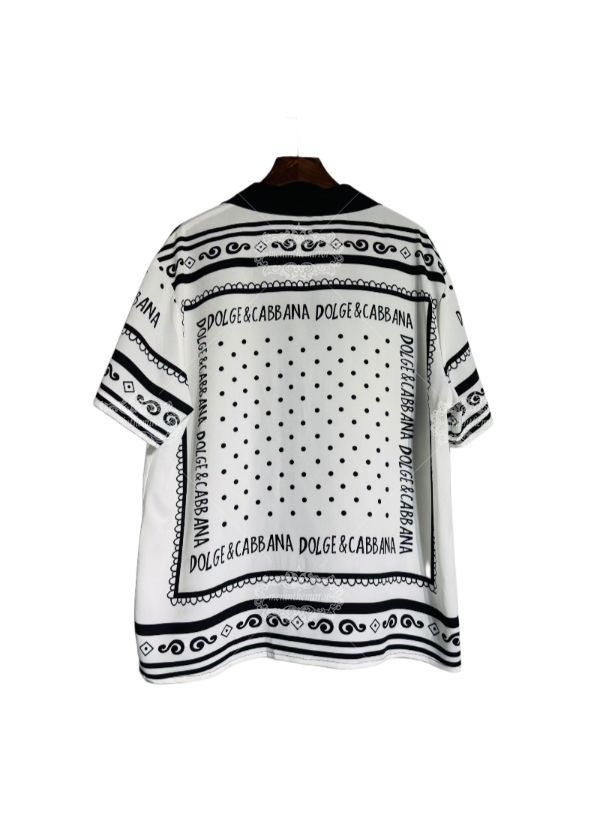 أحادية اللون البولكا نقطة الحدود قصيرة الأكمام قميص / الرجعية الحرير وشاح لوكس