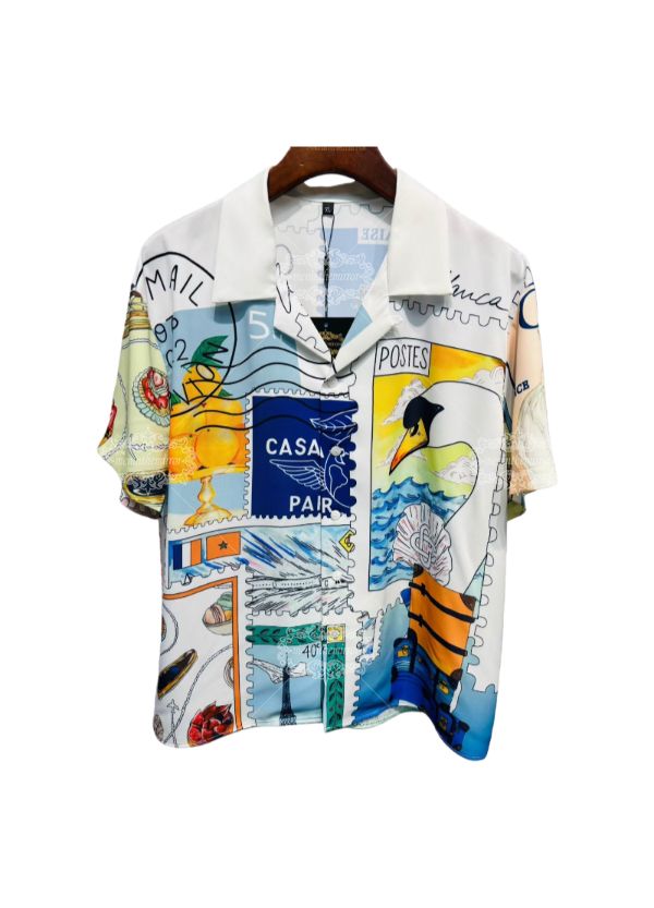 نابض بالحياة أكوا الأزرق هندسية طباعة قميص / عالية التباين لوكس الشارع الشهير