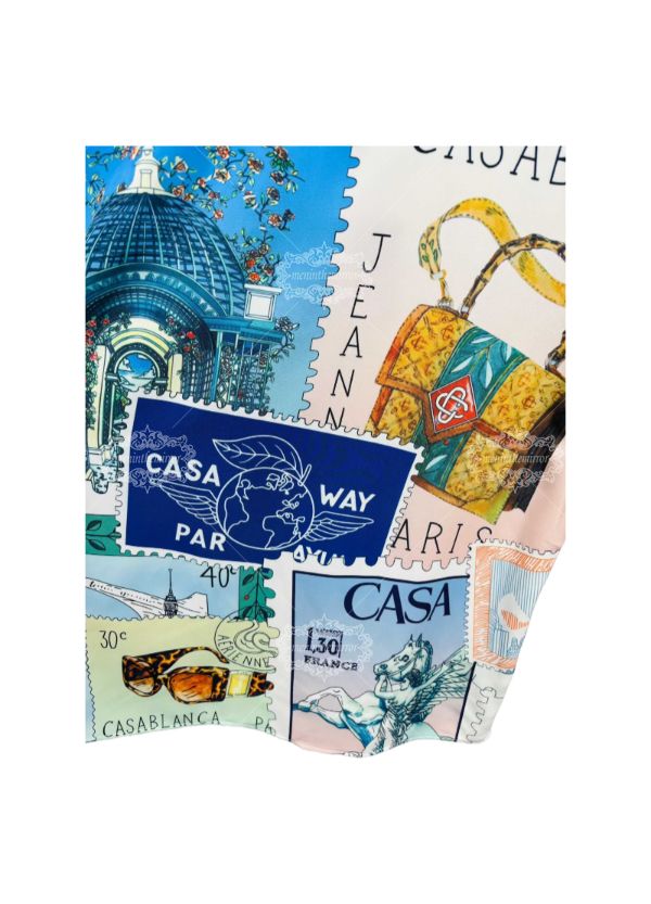 شاحب الأزرق الباروك النحت طباعة قميص / ضوء لوكس منتجع قصيرة