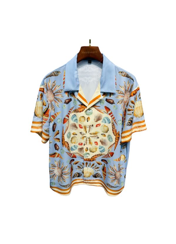 الضوء الأزرق صدف البحرية طباعة قميص / الرجعية منتجع قصيرة