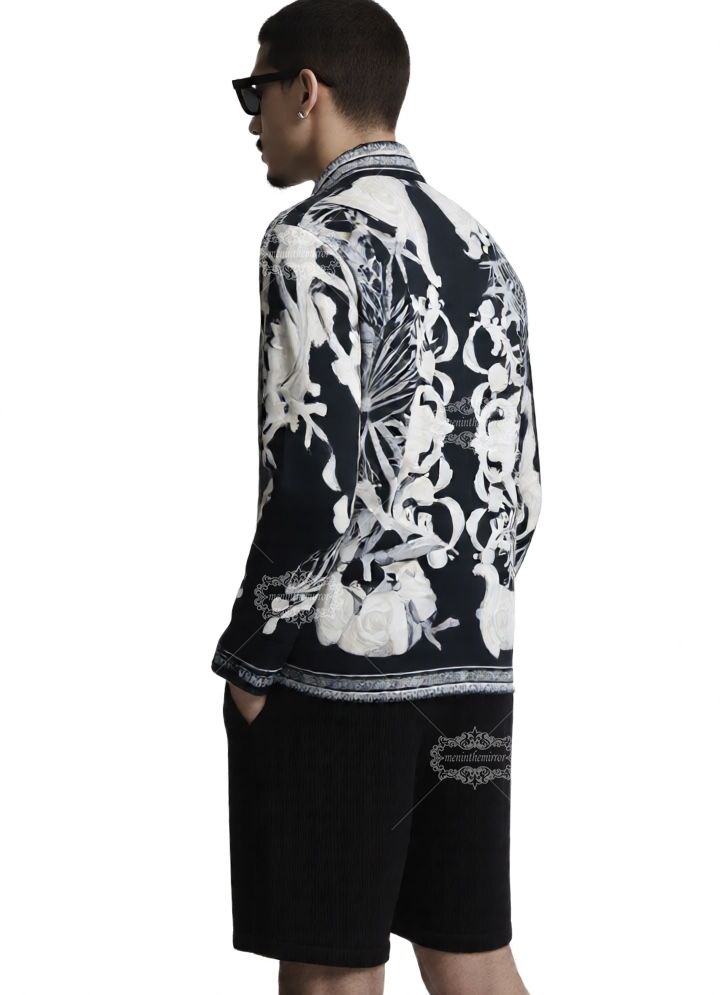 أحادية اللون البحرية الباروك قميص / الترفيه طوق