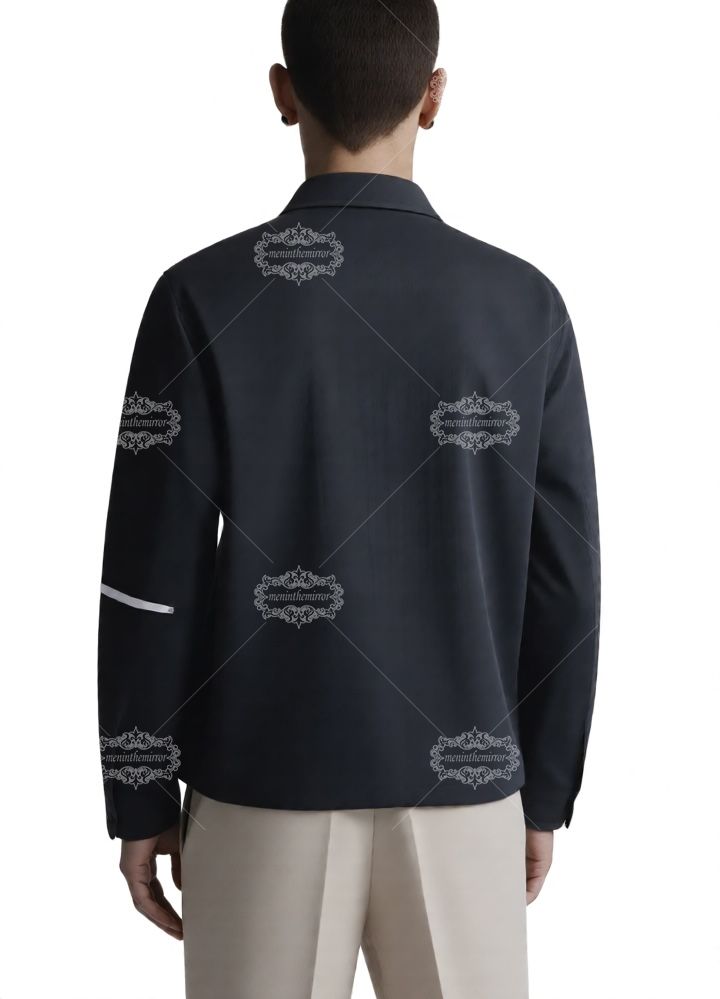 أسود أميري النصي شعار قميص / الترفيه طوق