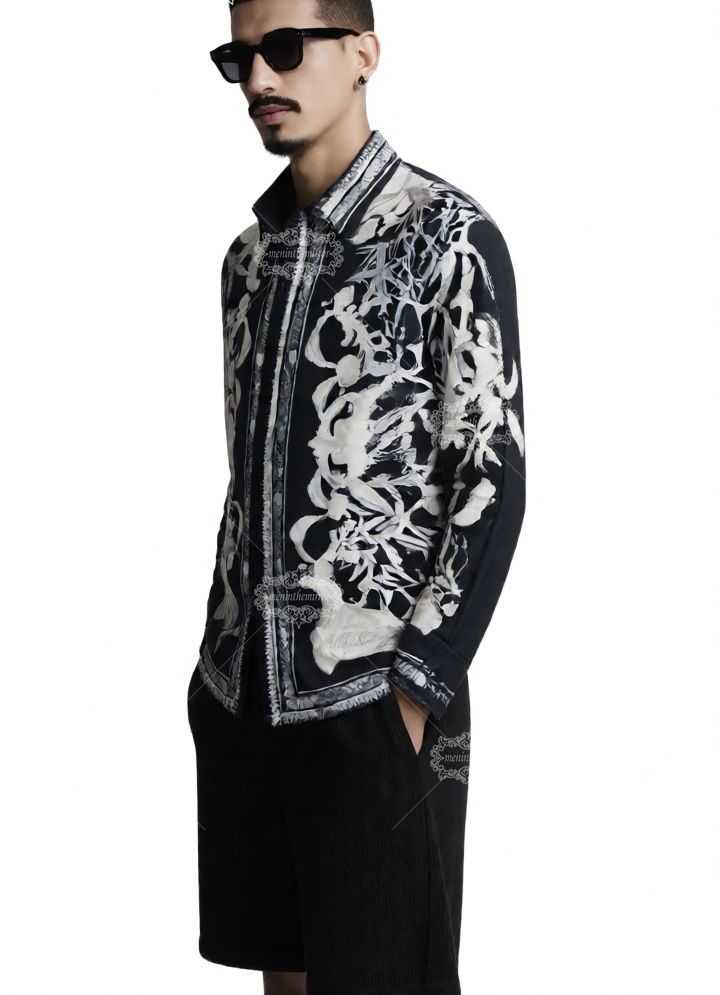 أحادية اللون البحرية الباروك قميص / الترفيه طوق