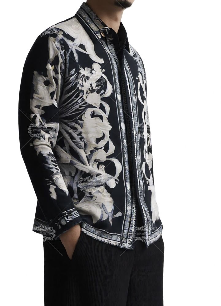 أحادية اللون البحرية الباروك قميص / الترفيه طوق