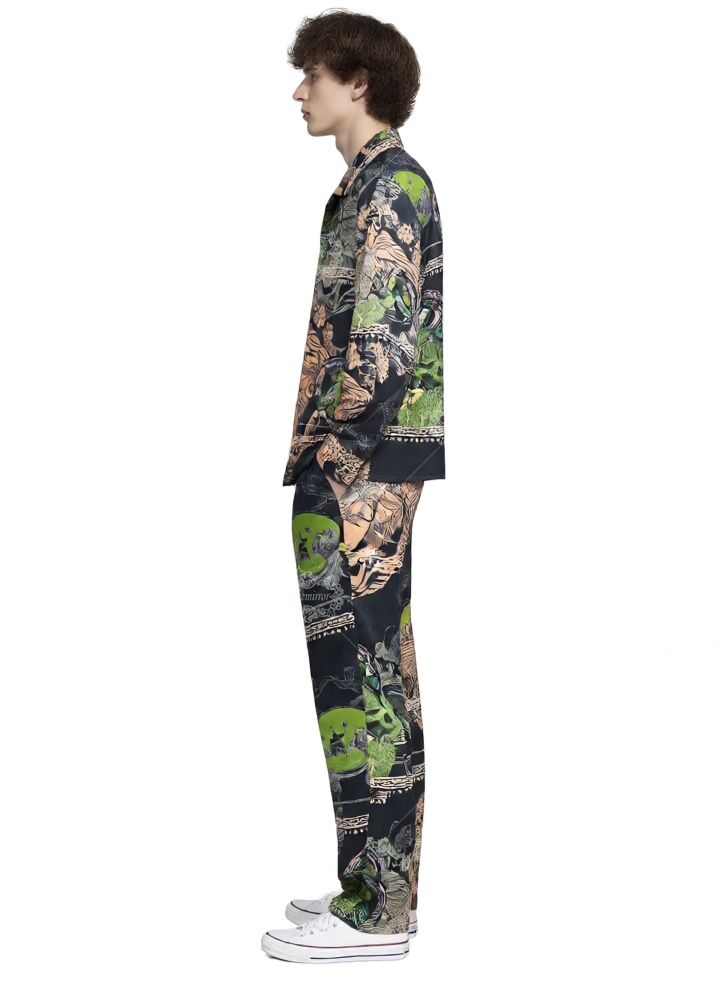 الفاخرة الباروك ميدالية طباعة قصيرة الأكمام قميص | الحرير اللمس تنفس الرجال & #039 ؛ ق منتجع ارتداء