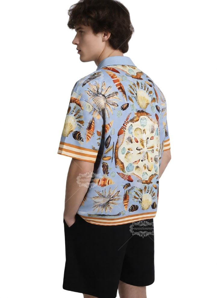 الضوء الأزرق صدف البحرية طباعة قميص / الرجعية منتجع قصيرة