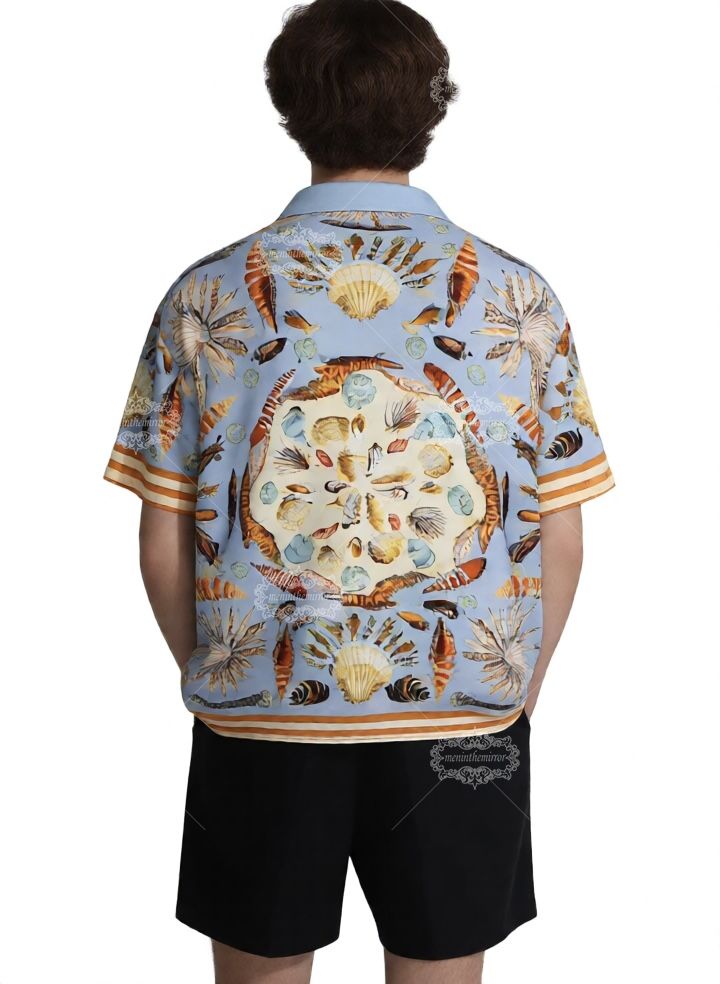 الضوء الأزرق صدف البحرية طباعة قميص / الرجعية منتجع قصيرة