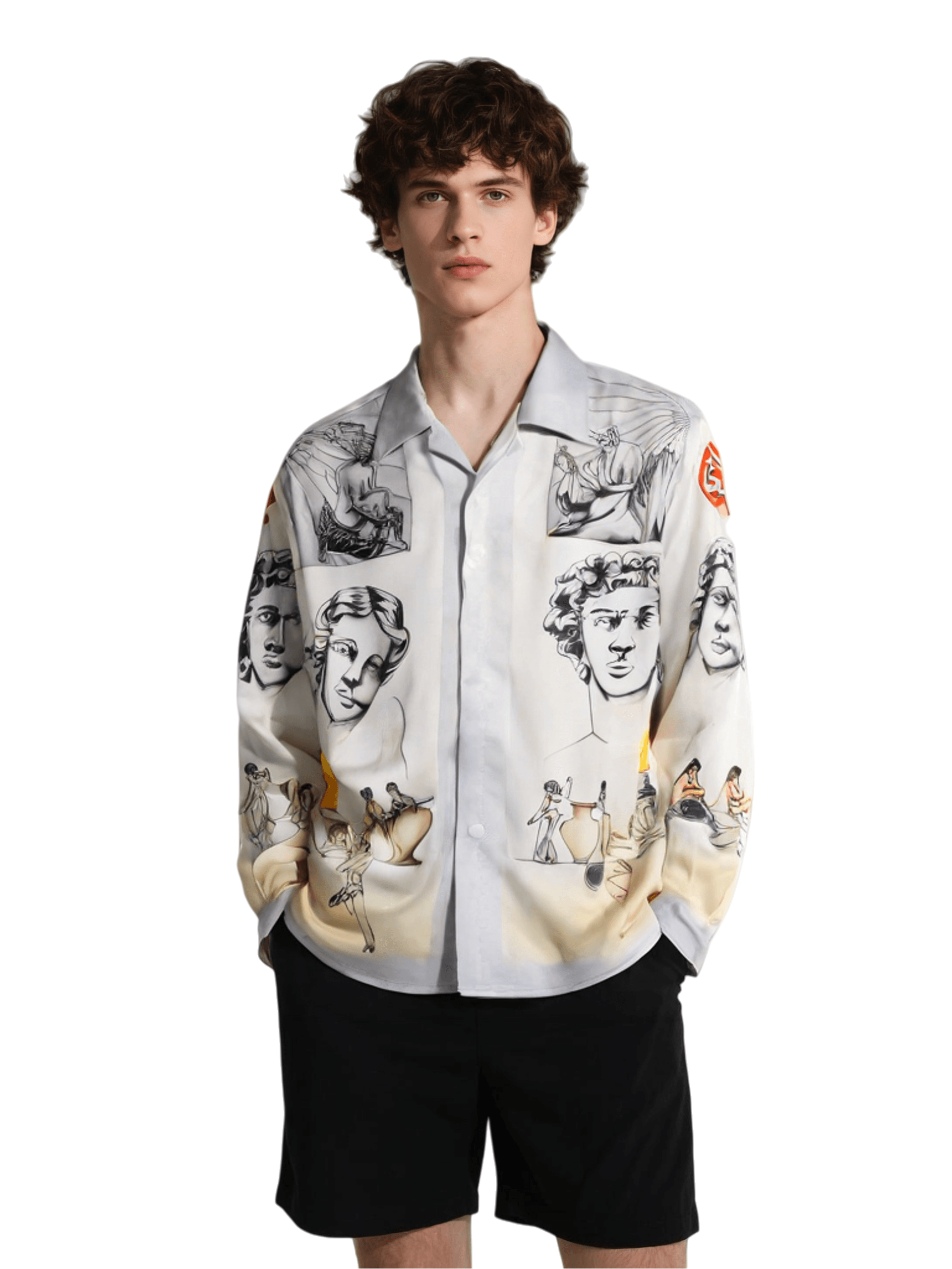 الفخمة ميدوسا الباروك طباعة قميص / الظلام لوكس قصيرة