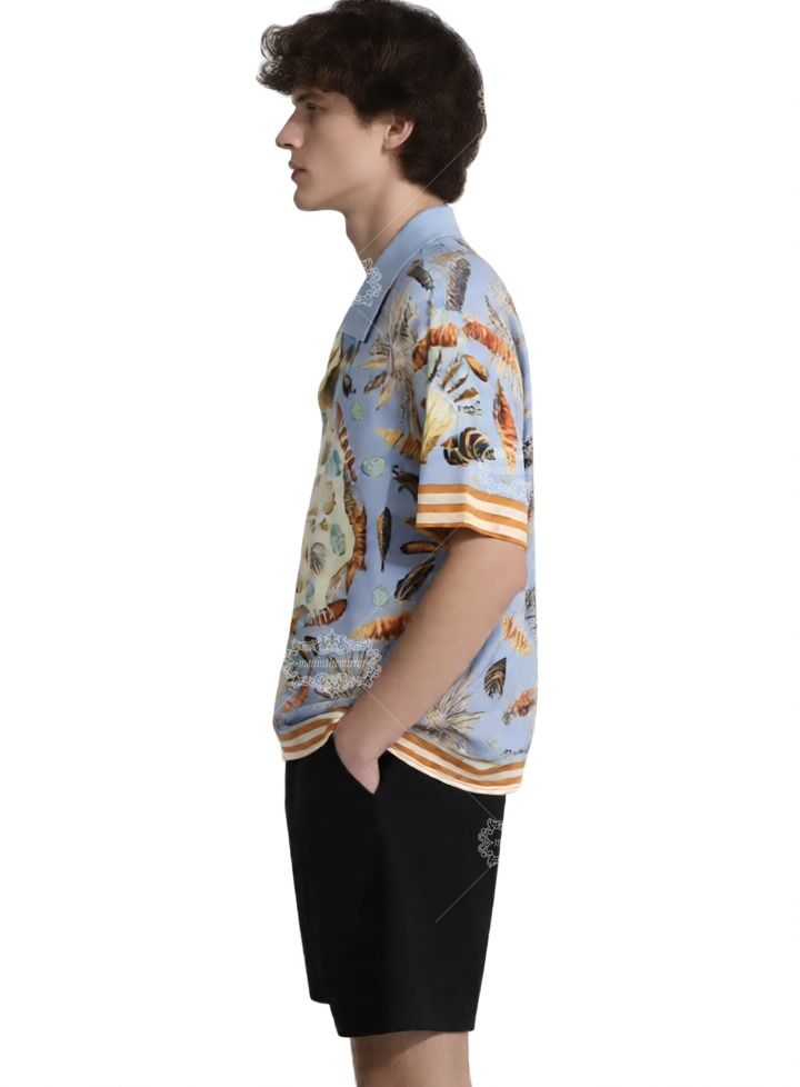 الضوء الأزرق صدف البحرية طباعة قميص / الرجعية منتجع قصيرة