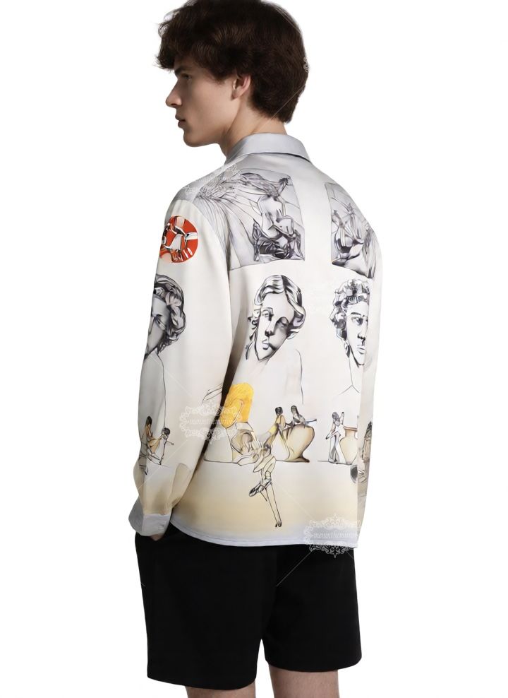 الفخمة ميدوسا الباروك طباعة قميص / الظلام لوكس قصيرة